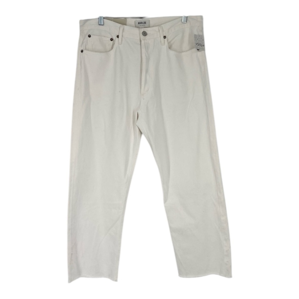 Agolde 90s Crop Mid Rise Loose Classic White Denim Straight Leg Jeans 31 NWT